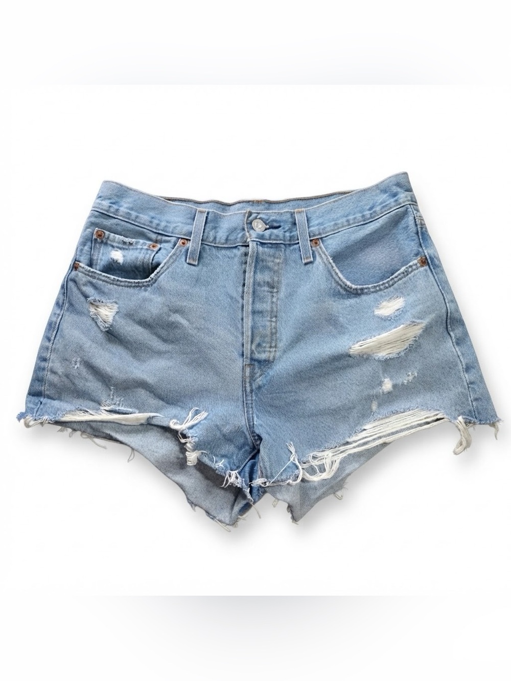 Levi's 501 Distressed Cutoff Denim Shorts Light Blue Size 29